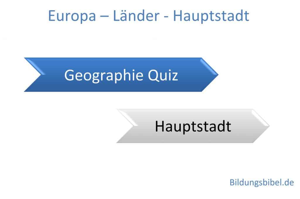 Test oder Quiz zum Thema Hauptstadt der Länder in Europa. Finden Sie die Hauptstadt vom jeweiligen Land in Europa mit Multiple Choice.